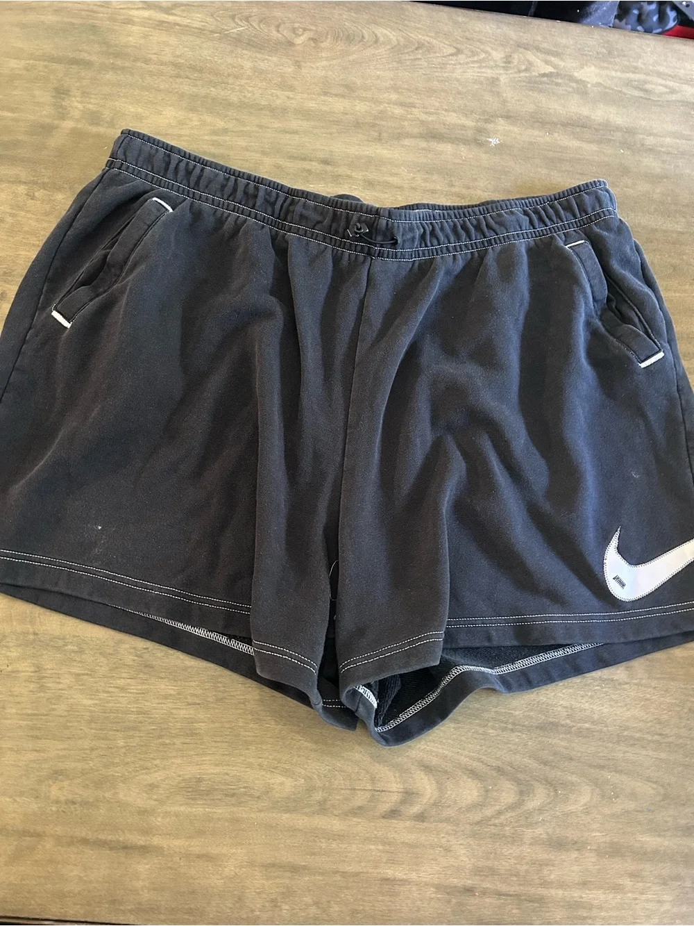 2 pair Nike Black Womens Athletic Shorts with White Swoosh